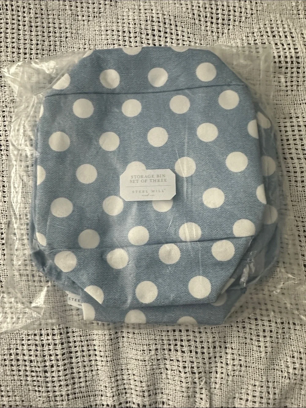 Blue Polka Dot Storage Bin Set - 3 Pack